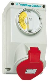 Switched Wall Socket, with interlocking, IP44 - AT 110
