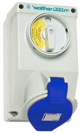 Switched Wall Socket, with interlocking, IP44 - AT 110 306